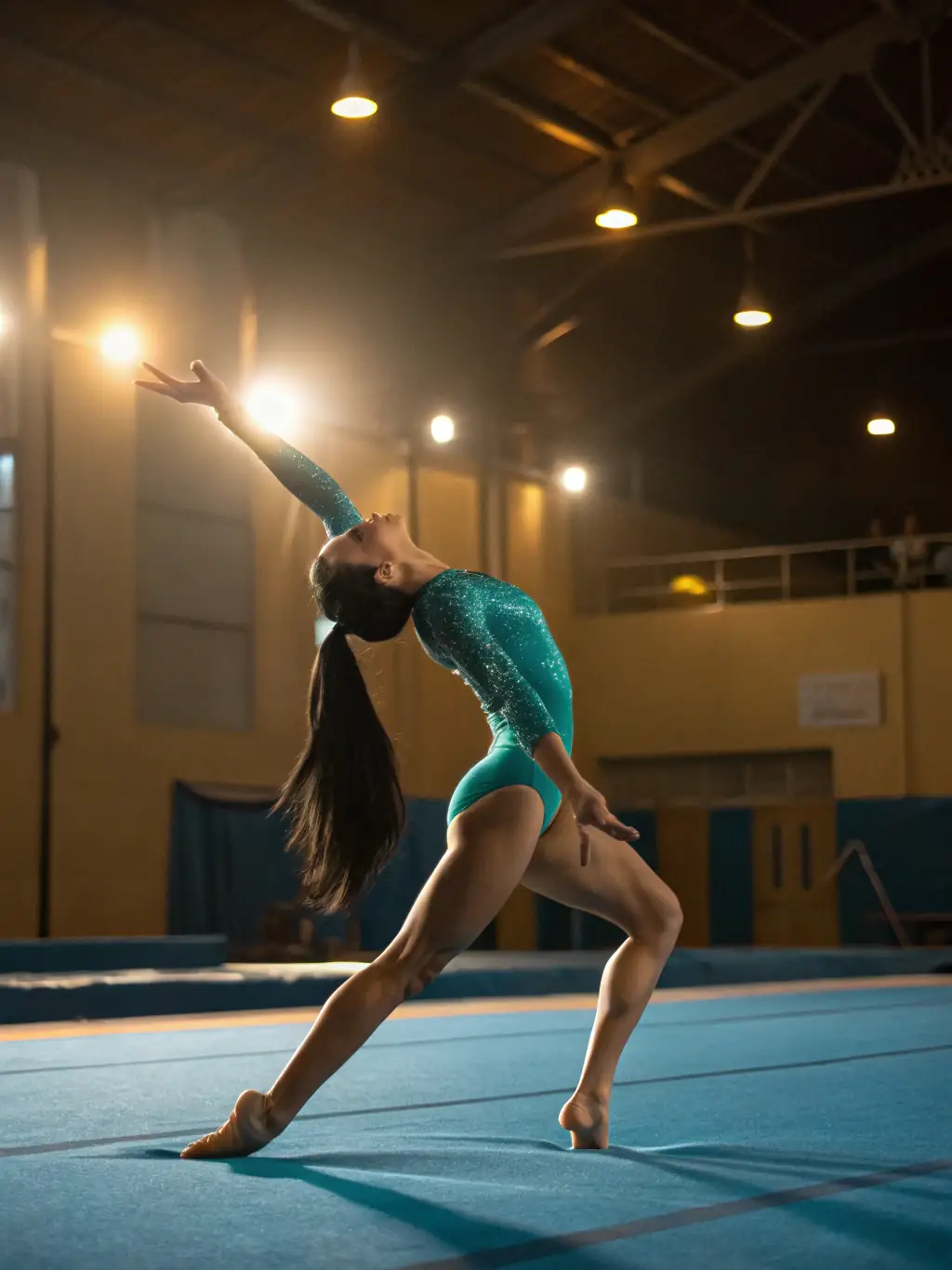 An action shot of gymnasts performing impressive routines, demonstrating strength and flexibility.